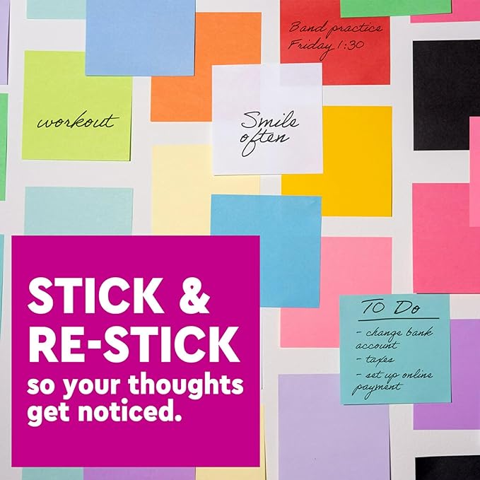 Post-it Super Sticky Notes, 5 Sticky Note Pads, 3 x 3 in., School Supplies, Office Products, Sticky Notes for Vertical Surfaces, Monitors, Walls and Windows, Limeade Green