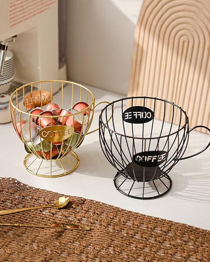 Coffee Pod Holder Large Capacity Coffee Pod Storage Metal Kitchen Countertop Organizer for Home Office Black