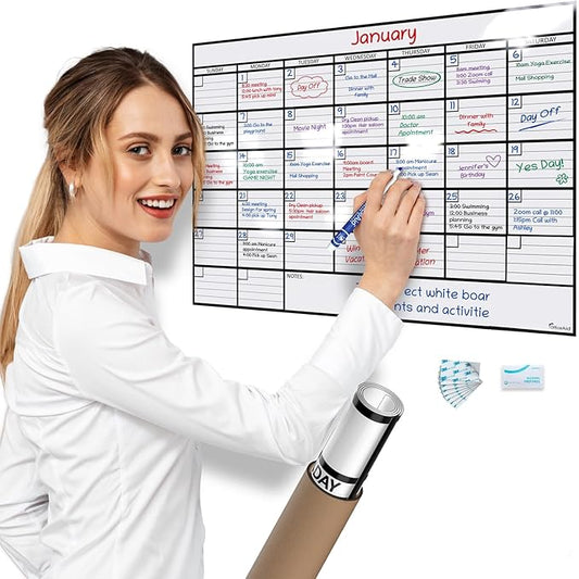 Small Dry Erase Calendar for Wall, 17x26, Small Wall Calendar Dry Erase, White Board for Office, Home & School, Erasable Whiteboard, Monthly Undated Reusable White Board Planner