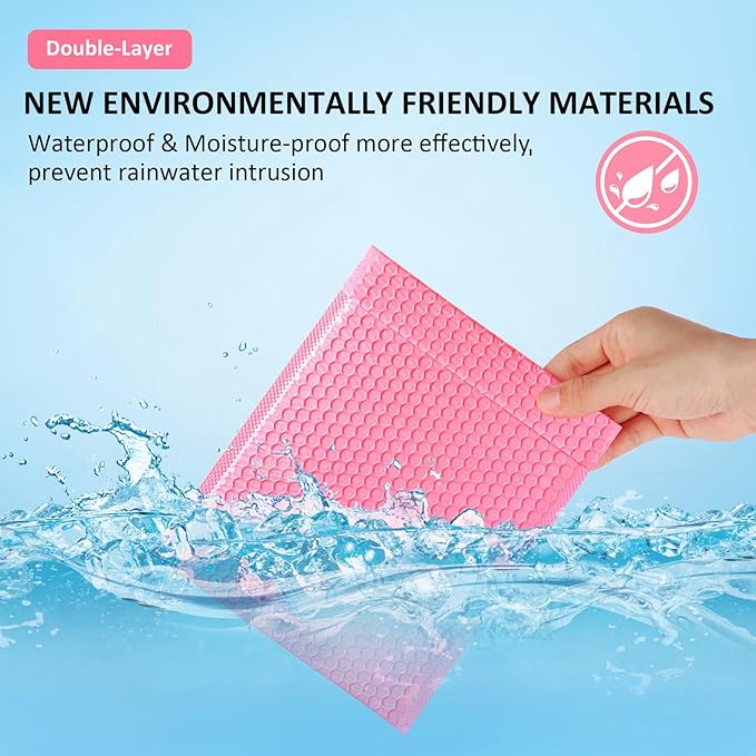 Bubble Mailers 8.5x12'' 30 Pack and 24PCS Fragile Stickers Pink Thick Waterproof Padded Poly Envelopes Bubble Wrap Mailers Self Seal Shipping Bags for Mailing Small Business Homes Envelope Mailers #2