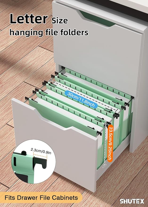 Extra Capacity Plastic Hanging File Folders, Hanging Folders, 12 Pack Reinforced Heavy Duty 2 Inch Expansion, Filing Cabinet Folders Letter Size for Bulk Files/Medical Charts(Sage Green)