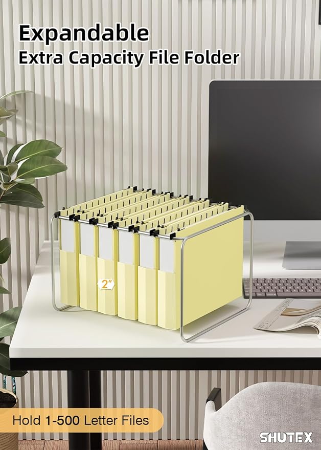 Extra Capacity Plastic Hanging File Folders,12 Pack Reinforced Hang Folder, Heavy Duty File Folders for Filing Cabinet for Bulk Files/Medical Charts, File Folders & Accessories(Cream Yellow)