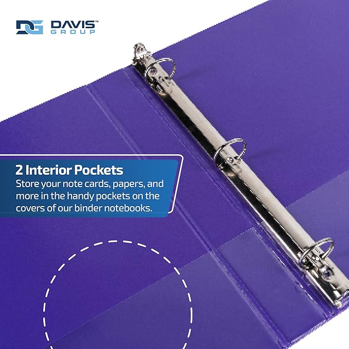 Easyview Premium 1.5-Inch Binders with Clear-View Covers, 3-Ring Binders for School, Office, or Home, Colored Binder Notebooks, Pack of 4, Round Ring, Fashion Colors