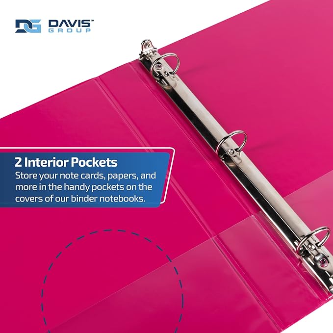 Easyview Premium 3-Ring Binders with Clear-View Covers and Round Rings, Binders for School or Office, 1 Inch, Pack of 4, Fashion Colors