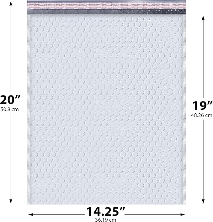 White Extra Large Poly Bubble Mailers 14.25x20 inch #7 | Self Seal Large Padded Envelopes | Air Cushioned Bubble Mailer | Usable Size 14.25x19 Lightweight Mailing Shipping Bags| 100 Pack Bulk