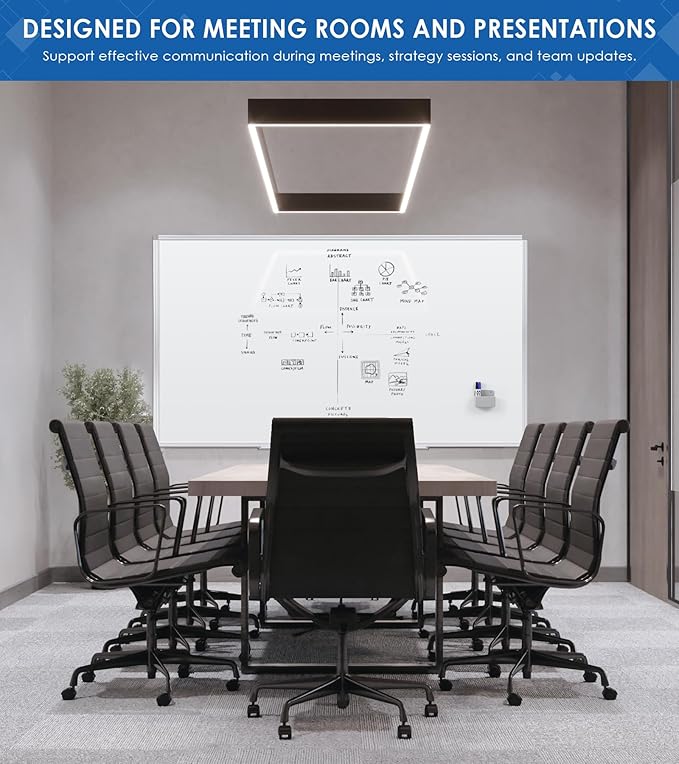 SWANCROWN Large Magnetic White Board 72 x 40 Inches with Thick Aluminum Frame, Large Dry Erase Board for Wall, with Magnetic Pen Holder & Long Marker Tray for Conference Room