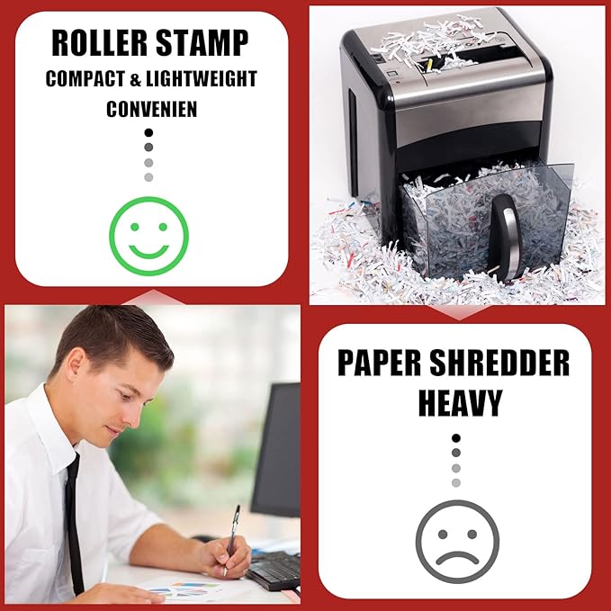 Nezyo 2 Pack Identity Protection Roller Stamp Identity Theft, Confidential, Privacy Roller Stamp Information Blocker and 4 Pack Refill Ink for ID Account Data Address Security(Red)