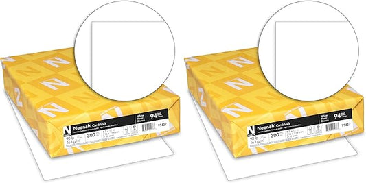 Neenah Index Cardstock, 8.5" x 11", 90 lb/163 gsm, White, Lightweight, 94 Brightness, 300 Sheets (91437) (Pack of 2)