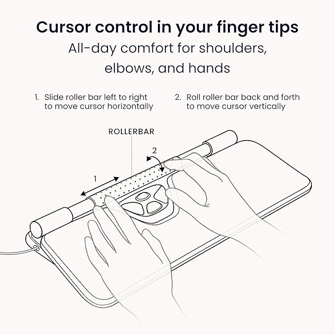 Contour RollerMouse Red Ergonomic Mouse for Shoulder Forearm Wrist Strain Relief for RSI Carpal Tunnel Centered Rollerbar 6 Customizable Buttons 10 Speed Settings Mac/PC Compatible - Wired - Plus