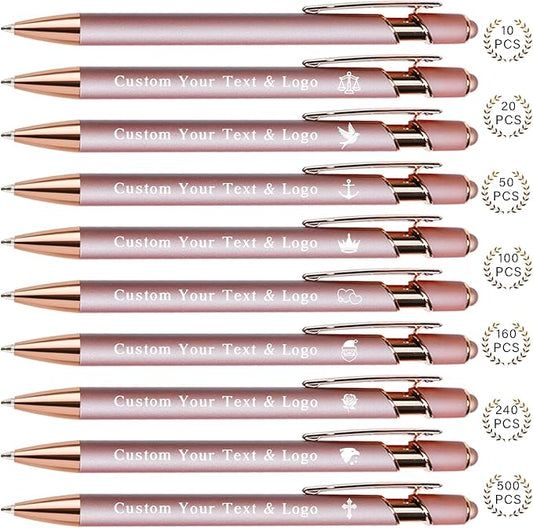 Custom Pens Personalized Bulk with Multiple Colors,Double-Sided Customized Pens with Text,Logo & Stylus,Fine Point Smooth Writing Engraved Mental,Ideal for Business Promotions,Students,Christian