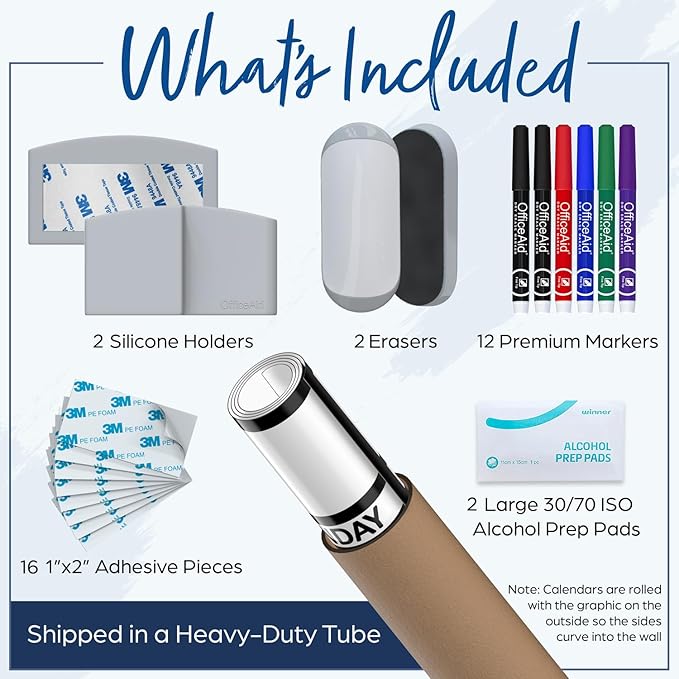 (2 PK) Large Dry Erase Calendar for Wall, 24x36, Large Wall Calendar Dry Erase, Big White Board for Office, Home & School, Giant Erasable Whiteboard, Jumbo Monthly Undated Reusable White Board Planner