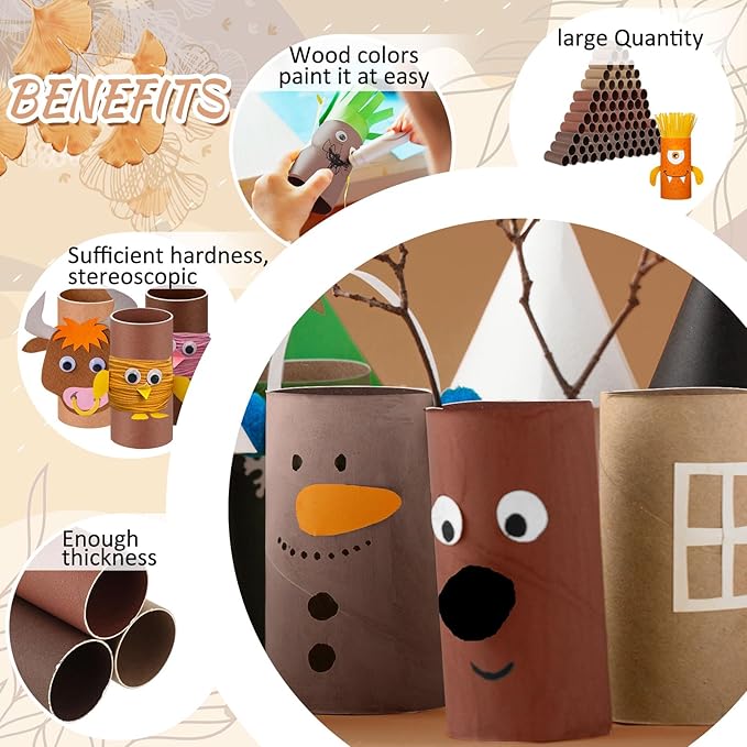 Henoyso 100 Packs Cardboard Tubes for Craft 1.57 x 3.74 Inches DIY Empty Toilet Paper Rolls Craft Cardboard Paper Round Tubes Christmas Gift School Classroom Art Supplies for Kid (Coffee Series)