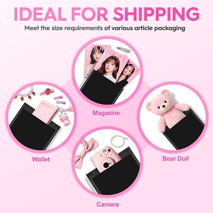 Metronic Poly mailers 12x15.5'' 500pcs with 4x6 Thermal Labels 500 Labels Bulk, Strong Adhensive Shipping Bags for Clothing,Waterproof Shipping Envelopes Mailing Bags for Small Business,Black