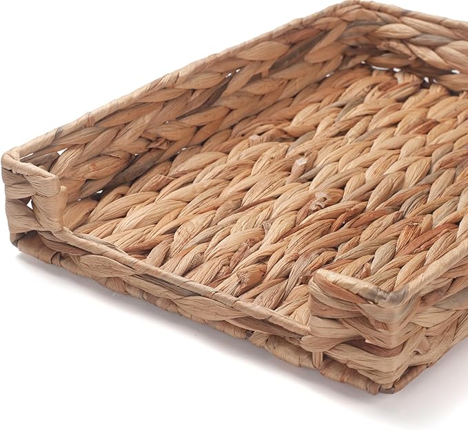 Water Hyacinth Letter Tray for A4 File Document Magazine Storage Basket Desk Tray Organizer for Office 13 x 9.8 x 2.2 inch