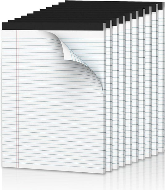 Note Pads 8.5 x 11.75 Writing Pads, 10 Pack, Double-Side Printed Lined Paper Pads Narrow Ruled White Legal Pads, 8.5x11.75 Line Note Pads, 30 Sheets Per Note Pad, Legal Notepads for Work/School/Office