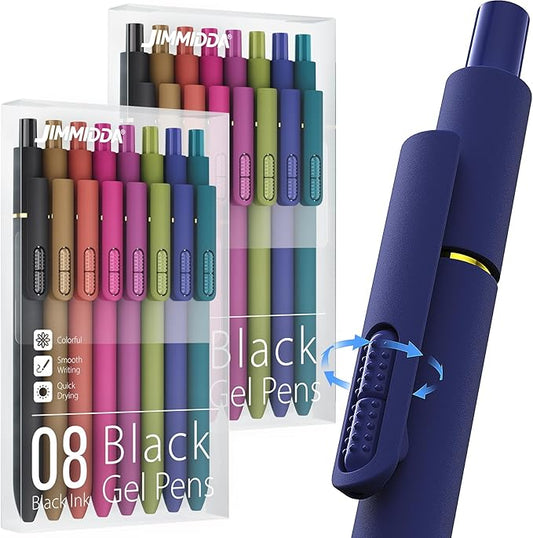 16Pcs Black Gel Pens - 0.7mm Medium Point Black Ink Pens | Smooth Writing - Quick Drying Retractable Pen for Men Women (Vintage - 16Pcs)