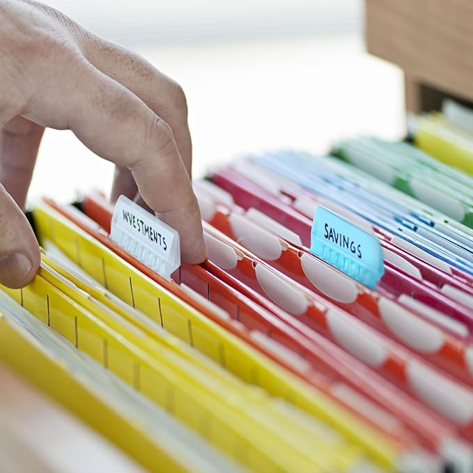 uxcell Hanging File Folder Tabs, 2 Inch Insertable Tabs and Inserts Plastic Clear File Organizer Labels Filing for Folder Quick Identification, Red, 150 Pcs