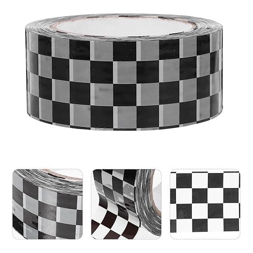 GALPADA Black White Checkered Packing Tape BOPP Strong Adhesive Sealing Tape for Boxes Mailing Packaging DIY Decorative Vintage Style for Shipping and Wrapping