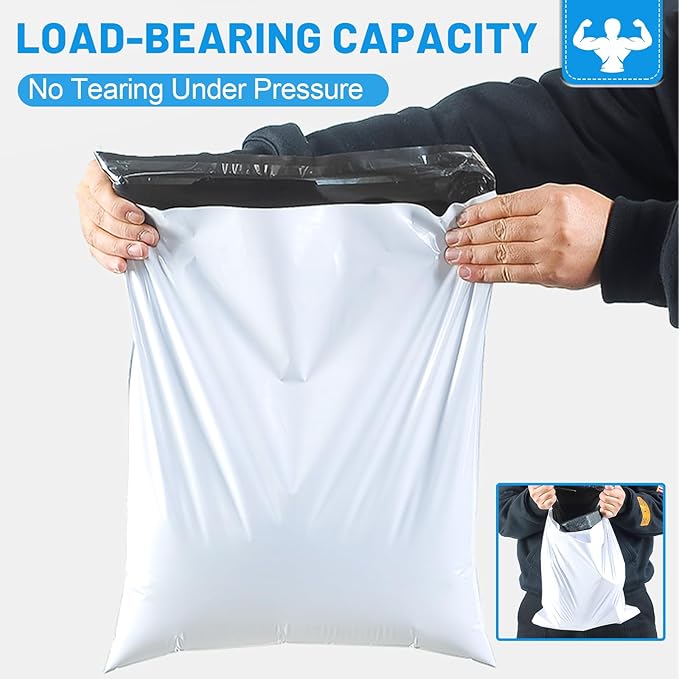 50 Pcs Poly Mailers Shipping Bags 10x13 Inch Packaging Clothes Polymailers Envelopes Mailing Package Self Seal Shipping Envelopes Waterproof Poly Bags Small Business Supplies Package White
