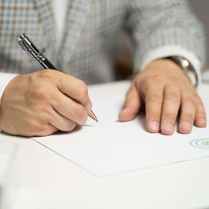 Personalized Bolt Action Pen, Free Engraved Wood Metal Ballpoint Pen with 2 Refills, Customized Pen with Name, Custom Gift for Birthday, Father's Day, Christmas (Grey-Dalbergia cultrata Benth)