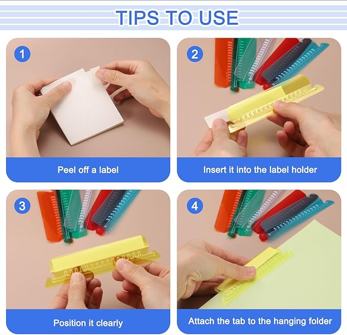uxcell Hanging File Folder Tabs, 4 Inch Insertable Tabs and Inserts Plastic Clear File Organizer Labels Filing for Folder Quick Identification, Clear, 50 Pcs