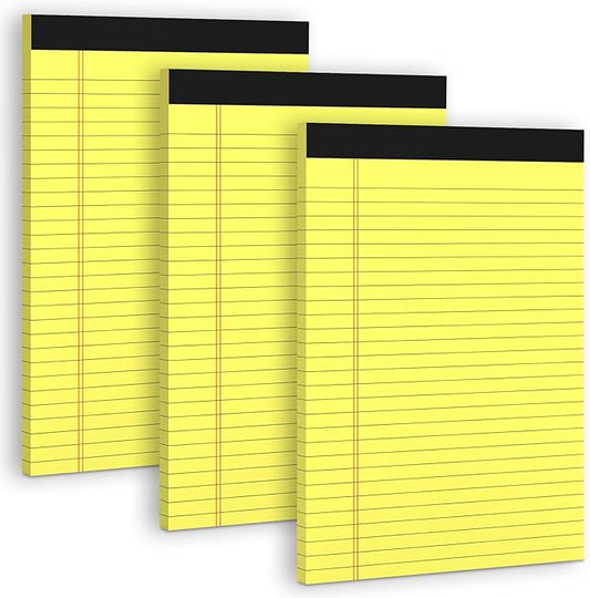 Yellow Legal Pads 8.5 x 11 Note Pads, 3 Pack Colored Notepads 8.5 x 11 Wide Ruled Writing Paper Pads, Perforated Legal Note Pads 30 Sheets Per Lined Paper 8.5 x 11 Notepad for Taking Notes, Reminders