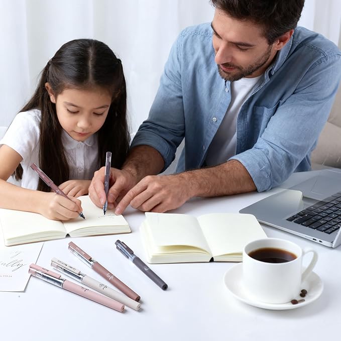 16pcs Quick Dry Coffee Ink Rollerball Pens, 0.5mm Fine Point Colored Ink Gel Rubber Finish Smooth Writing Pens, Gifts for Women, Students, Teachers, Employees