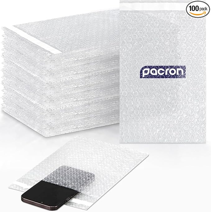 100 Pcs Clear bubble out Bags, 18x23 Bubble pouches, Self-Sealing clear mailer Bubble bags for Shipping, Packing, Storage, Moving, Cushioning Wrap Bags