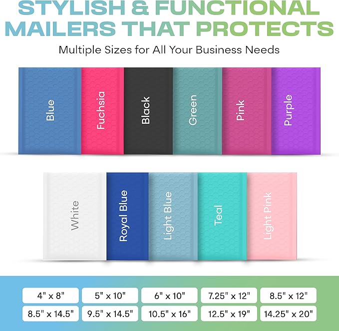 White Poly Bubble Mailers 8.5x12 inch #2 | Self Seal Padded Envelopes | Cushioned Bubble Mailer | Usable Size 8.5x11 | WaterProof | Lightweight mailing Shipping Bags | US Made | 200 Pack Bulk