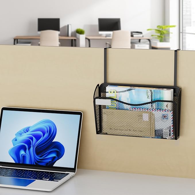 Wall File Organizer, Mesh Hanging File Organizer, Home Office Organization and Storage, 1 Pockets Document Magazine Rack