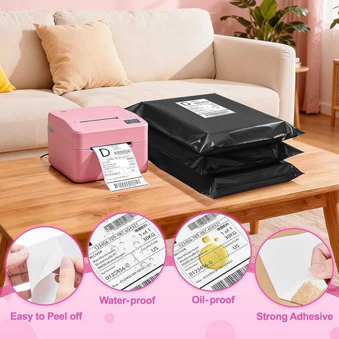 Metronic Poly mailers 12x15.5'' 100pcs with 4x6 Thermal Labels 100 Labels, Strong Adhensive Shipping Bags for Clothing,Waterproof Shipping Envelopes Mailing Bags for Small Business,Black