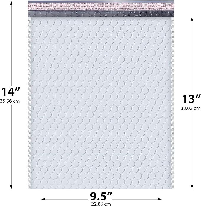 White 10x13 Inch Poly Bubble Mailers |Self Seal Padded Envelopes for Thick books | Air Cushioned Bubble Mailer | Usable Size 9.5x13 Inch | Waterproof Lightweight Mailing Shipping Bags | 200 Pack Bulk