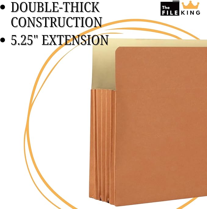 The File King Expanding Accordion File Folder - Legal Size | Box of 10 Redropes | 5.25” Expansion | Store and Organize Papers | Keep Records in One Place | Save Time Searching