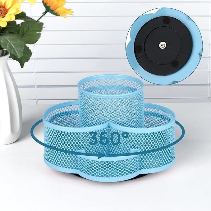 Topwey Pen Holder for Desk, Rotating Pencil Holder, Cup Holder for Desk Office, Pen Organizer (Sky Blue)