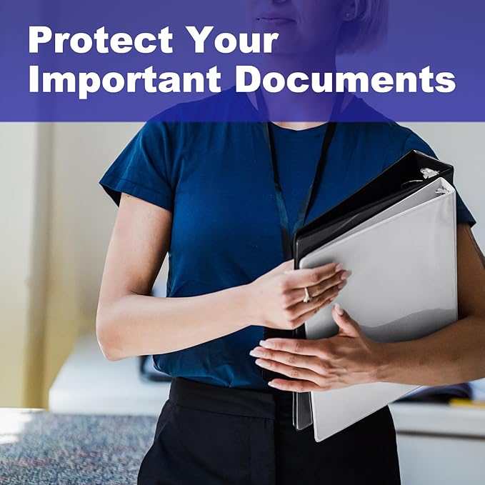 3 Ring Binder 1 Inch, ViVin Sturdy 1"-Round Ring Binder with 2 Interior Pockets, Clear View Cover, PVC-Free, Fits 200 Sheets of 8.5'' x 11'' Paper, Office Home School (12 Pack, Black)