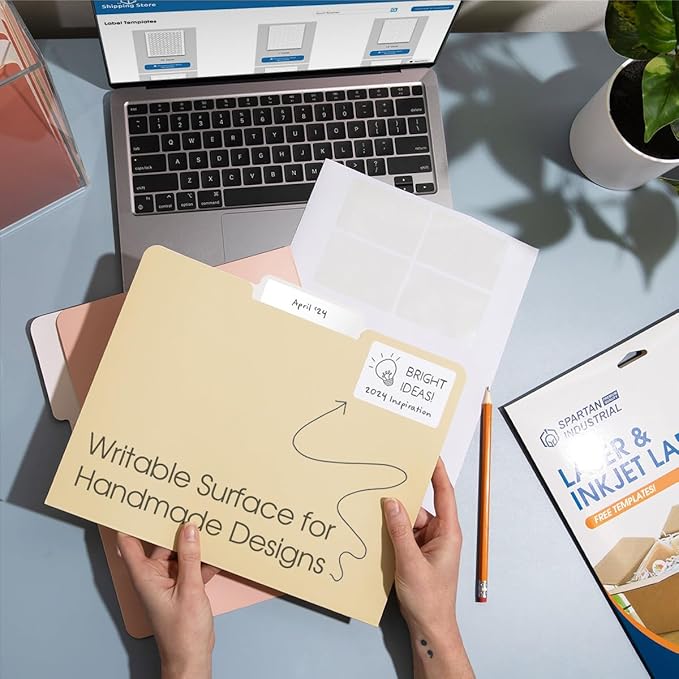 8.5" X 11" Full-Sheet Printable Labels for Inkjet and Laser Printers - 30 Sheets, 30 Custom Stickers for Shipping Labels, Mailing, Personalized Stickers for Crafts - Spartan Industrial Template R026