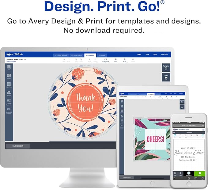 Avery Matte White Rectangle Labels, Sure Feed Technology, 1" x 3", 4,000 Matte White Printable Labels