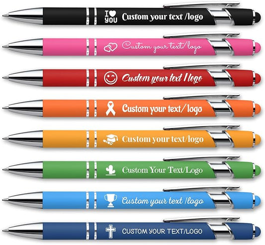 Personalized Ballpoint Pens with Logo/Text - Custom Black Blue Ink Pens in Bulk - Multiple colors available - Gift for Offices, Teachers, Students - Suitable for Companies, Events, Promotions