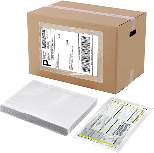 RyhamPaper Packing List Envelopes, Clear 7.5" x 5.5" Self Adhesive Shipping Labels Envelope Pouches (500 Pack)