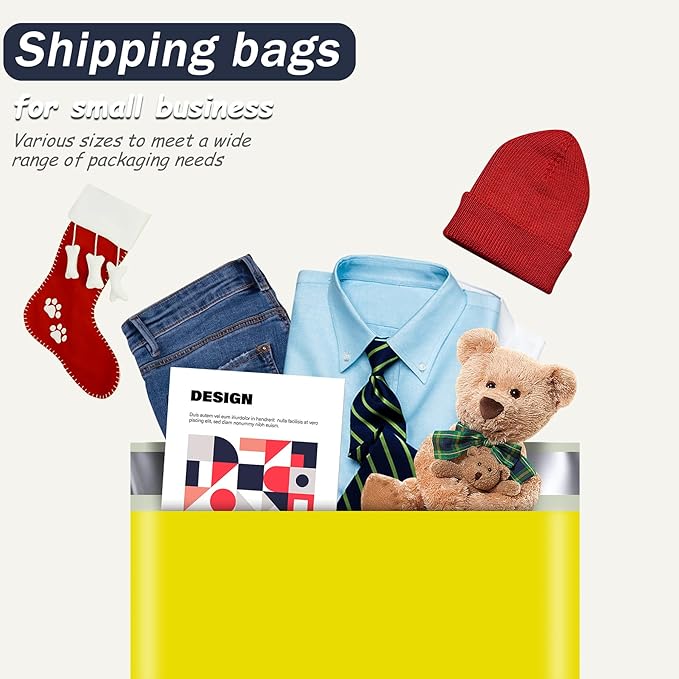 Yellow Poly Mailers 9x12 Inch 100 Pcs, Strong Adhesive Shipping Bags for Clothing, Self-Sealing and Waterproof Mailing Envelopes, Privacy Protected Mailer Bags for Small Business