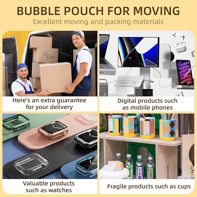 6''x10'' Bubble Pouches Wrap, 25Pcs Clear Bubble Out Bags Protective Shockproof Foam Bags, Double Walled Cushioning Bags for Storage, Moving, Shipping and Packing Supplies for Dishes Glasses Plates