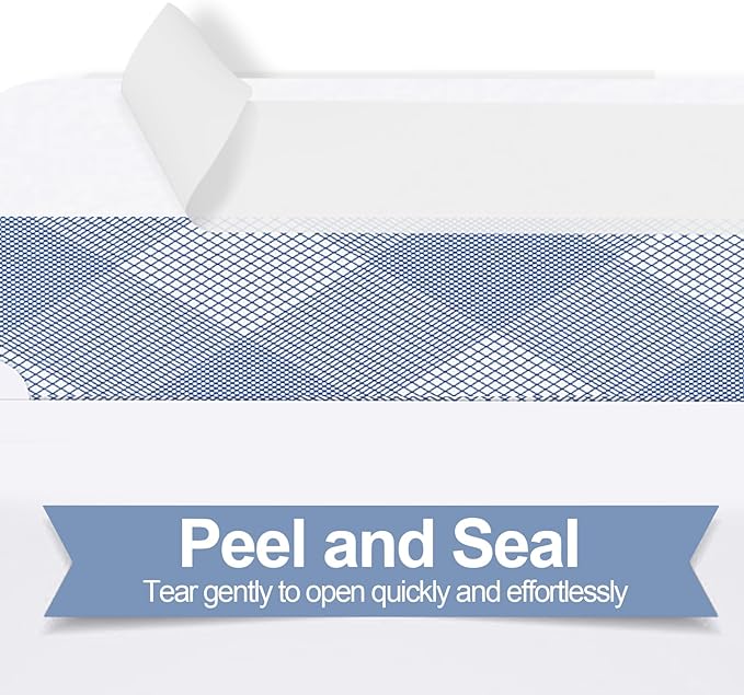 #10 Security Self-Seal Envelopes, PANDRI Windowless Business Mailing Envelopes, Security Tint Pattern for Secure Mailing, Invoices and Statements, Size 4-1/8 x 9-1/2 Inch - 24 LB - 500 Count