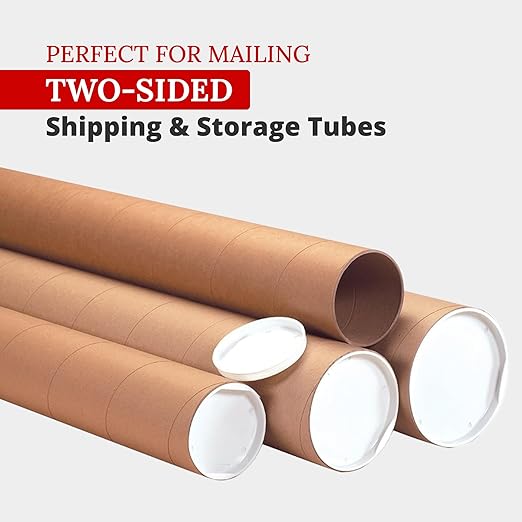 PARTNERS BRAND Cardboard Tubes with Caps, 12"L x 4"W x 4"H, Pack of 24 | Poster Tube for Mailing and Storage of Blueprints, Artwork, Crafts, Long Art Holder, 12 inches