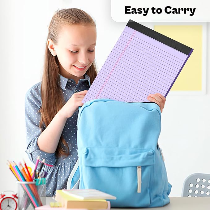 3 Pack Legal Pads 8.5 x 11 Note Pads Colored Paper Wide Ruled Lined Paper with Micro-Perforated Writing Notebook 30 Sheets per Pad (90 Total Pages) Notepad for To-do List School & Office Supplies