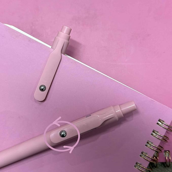 thinkor Pink Gel Pens Black Ink, 7 Pcs 0.5mm Quick Dry Fine Point Smooth Writing Pens, Cute Office School Supplies Gifts for Women