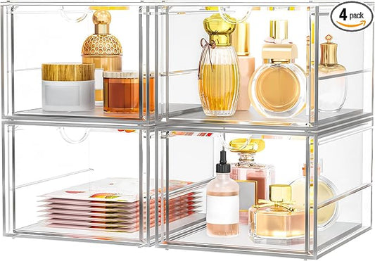 Versatile Acrylic Makeup Organizer, Drawer Organizer - Transparent Desktop Storage for Cosmetics, Office Supplies & More - Clear Organizer for Home & Office Use