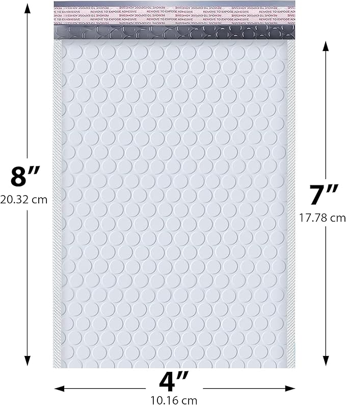 White Small Bubble Mailers 4x8 Inch #000 | Thick Padded Poly Bubble Mailer Envelopes | Waterproof Mailing Envelopes | 1000 Pack Bulk | Trading card sports Card Shipping