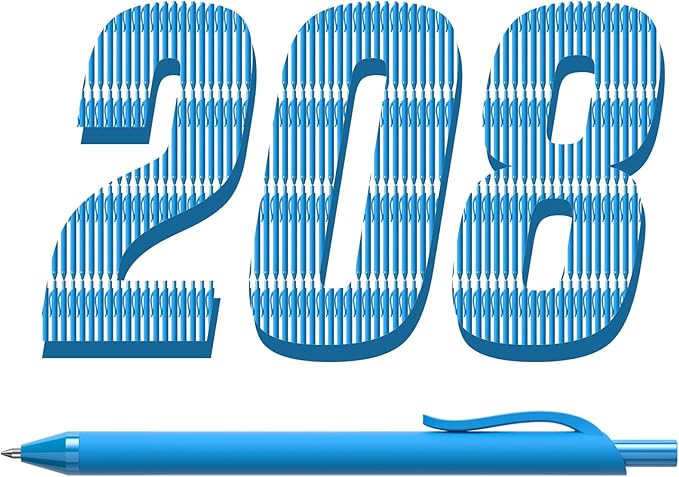 208 Pack Blue Pens - Bulk Pens, Medium Point Ballpoint Pens, Smooth Ink, 1.0MM Retractable Click Pen for Waitress, Server, Office Blue Ink