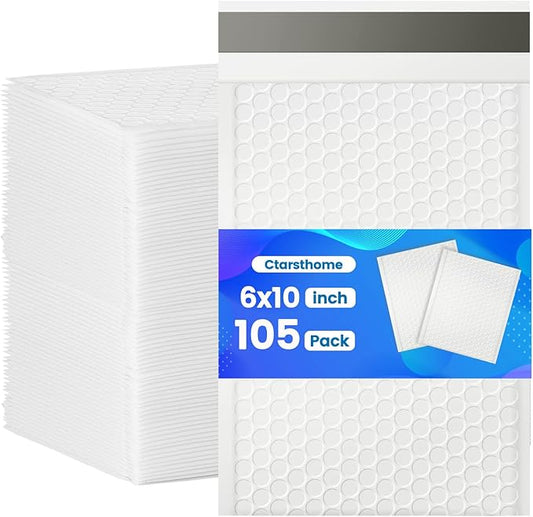 105 Pack Bubble Mailers 6x10inch Padded Envelopes Thin Mailing Envelopes Waterproof Bubble Opaque Padded Mailers Self Seal Adhesive Shipping Bags for Mailing Jewelry Makeup Small Business