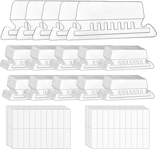 hupos File Folder Tabs, 100+200 Sets Hanging File Folder Tabs with Inserts for Hanging Folders, 2 Inch Clear Plastic Hanging File Tabs for Quick Identification